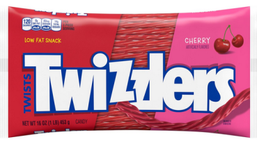 TWIZZLERS PULL 'N' PEEL 'Cherry' Flavored Chewy Candy 453 gr